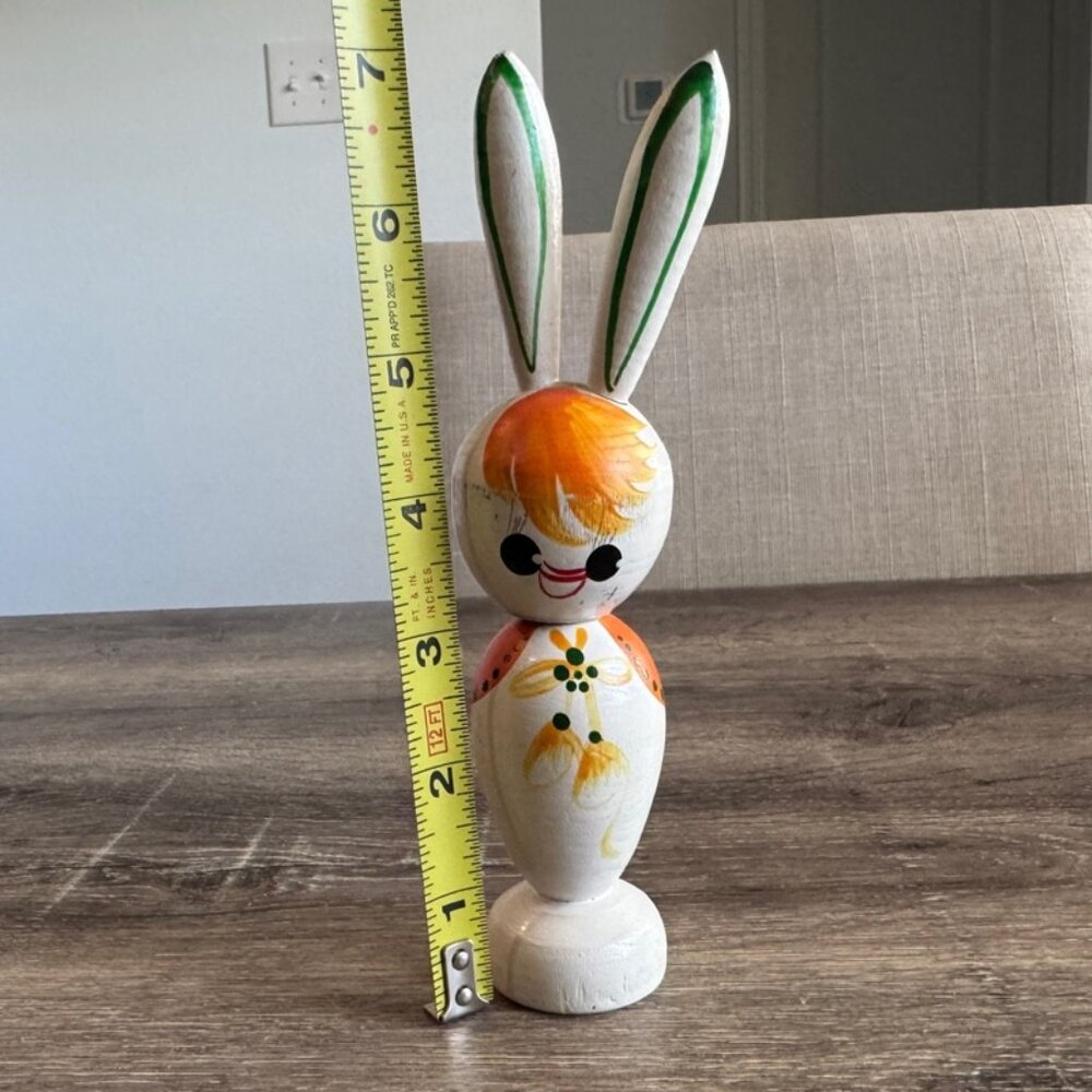 Vintage Wood Bubble Head Bunny Rabbit, Made in Korea. - Picture 6 of 7